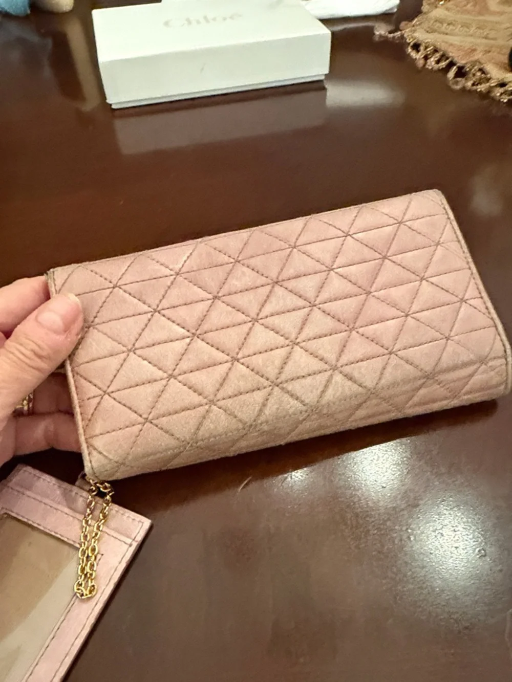 Prada Quilted Blush Pink Wallet with ID Holder worn! - Picture 10 of 14